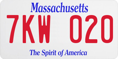 MA license plate 7KW020