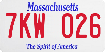 MA license plate 7KW026