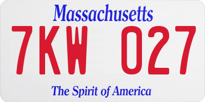 MA license plate 7KW027