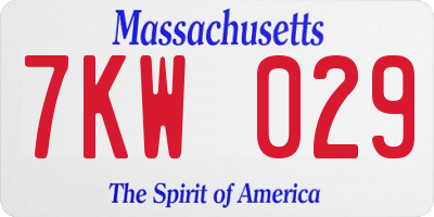 MA license plate 7KW029