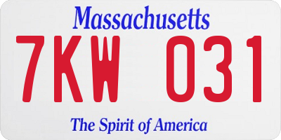MA license plate 7KW031
