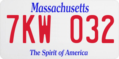 MA license plate 7KW032