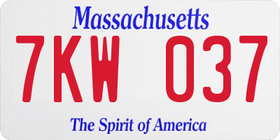MA license plate 7KW037