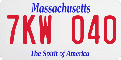 MA license plate 7KW040