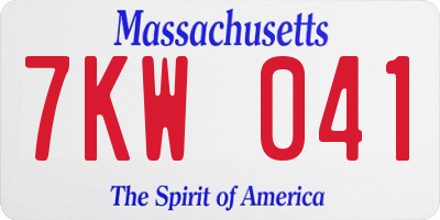 MA license plate 7KW041