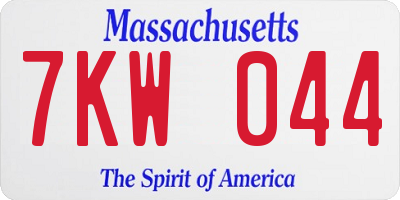 MA license plate 7KW044