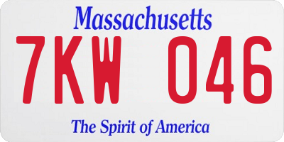 MA license plate 7KW046