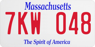 MA license plate 7KW048