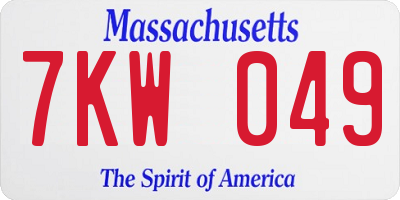 MA license plate 7KW049