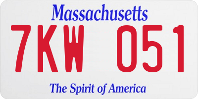 MA license plate 7KW051