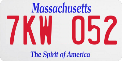 MA license plate 7KW052