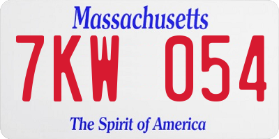 MA license plate 7KW054