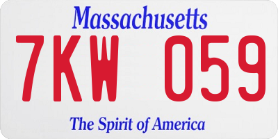 MA license plate 7KW059