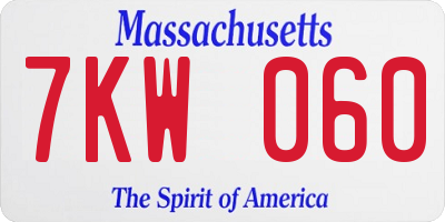 MA license plate 7KW060