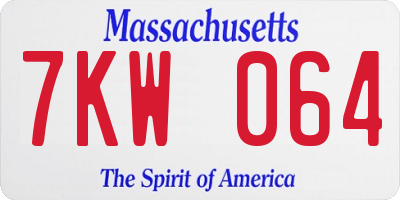 MA license plate 7KW064