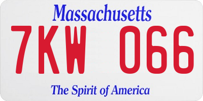 MA license plate 7KW066