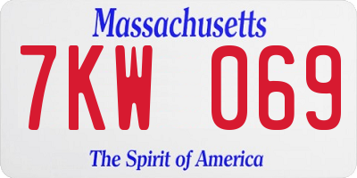MA license plate 7KW069