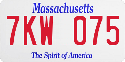 MA license plate 7KW075