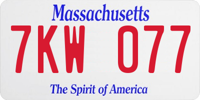 MA license plate 7KW077