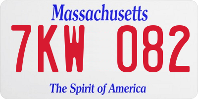 MA license plate 7KW082