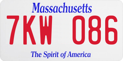MA license plate 7KW086