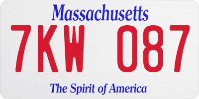 MA license plate 7KW087