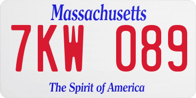 MA license plate 7KW089