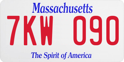 MA license plate 7KW090