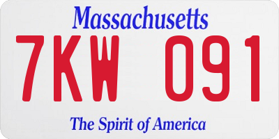 MA license plate 7KW091