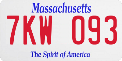 MA license plate 7KW093