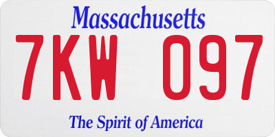 MA license plate 7KW097