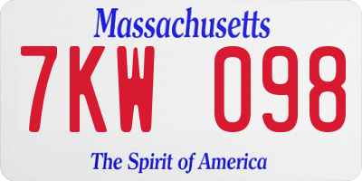 MA license plate 7KW098