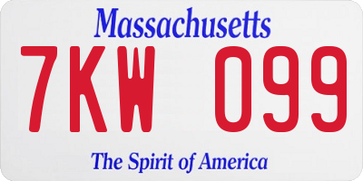 MA license plate 7KW099
