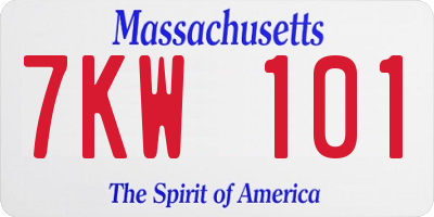 MA license plate 7KW101