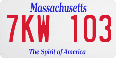 MA license plate 7KW103