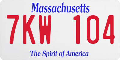 MA license plate 7KW104