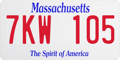 MA license plate 7KW105