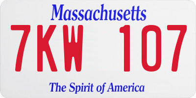 MA license plate 7KW107
