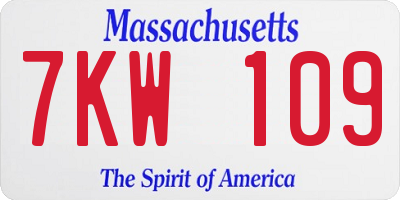 MA license plate 7KW109