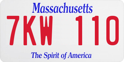 MA license plate 7KW110