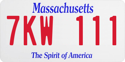 MA license plate 7KW111