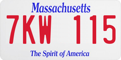 MA license plate 7KW115