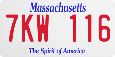 MA license plate 7KW116