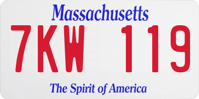MA license plate 7KW119