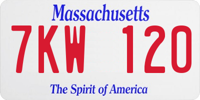 MA license plate 7KW120