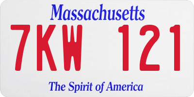 MA license plate 7KW121