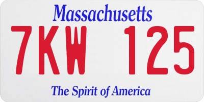 MA license plate 7KW125