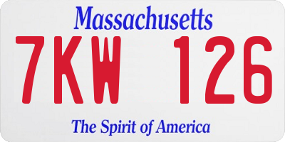 MA license plate 7KW126