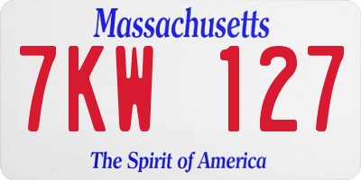 MA license plate 7KW127