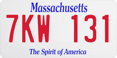 MA license plate 7KW131